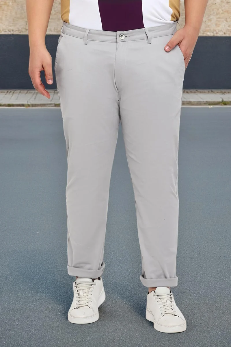 Urbano Fashion  Urbano Plus Men's Steel Blue Cotton Regular Fit Casual Chinos Trousers Stretch for Men | Best Price UAE